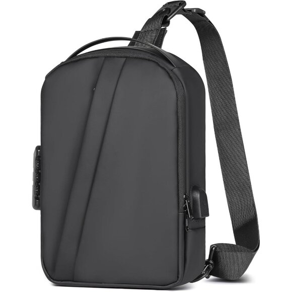 Men's Sling Bag Chest Crossbody Travel Backpack for Tablets, Gym, Commuter Black - Picture 1 of 7